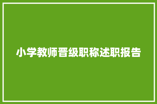 小学教师晋级职称述职报告 生活范文