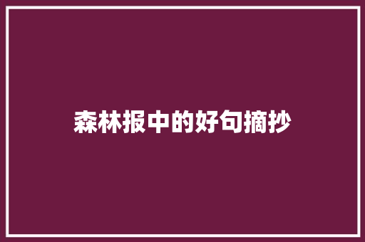 森林报中的好句摘抄