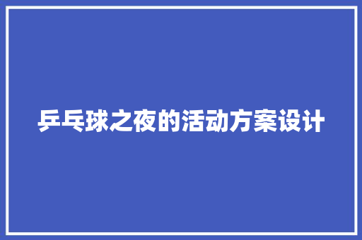 乒乓球之夜的活动方案设计 会议纪要范文