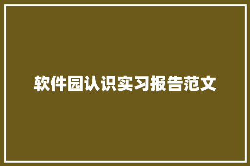 软件园认识实习报告范文