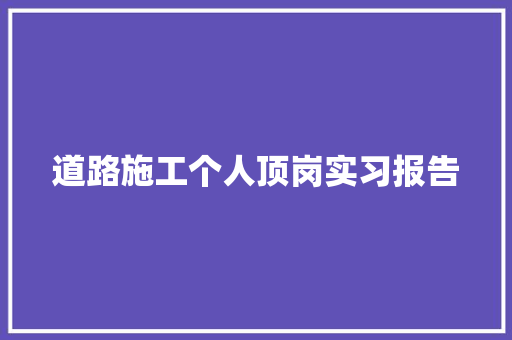 道路施工个人顶岗实习报告