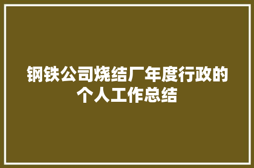 钢铁公司烧结厂年度行政的个人工作总结