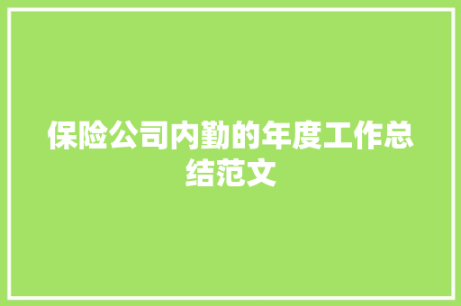 保险公司内勤的年度工作总结范文