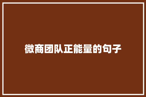 微商团队正能量的句子 报告范文