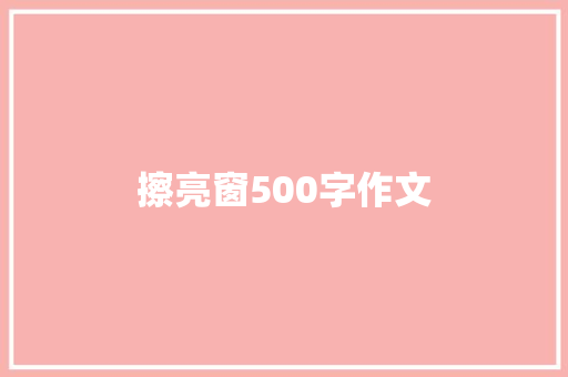 擦亮窗500字作文