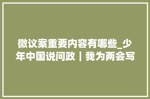 微议案重要内容有哪些_少年中国说问政｜我为两会写微议案第七季正式启动 职场范文