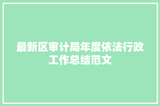 最新区审计局年度依法行政工作总结范文 工作总结范文