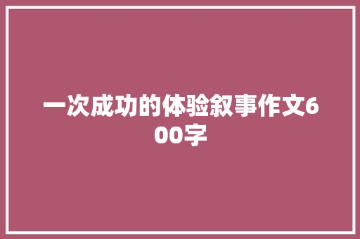 一次成功的体验叙事作文600字