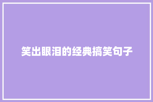 笑出眼泪的经典搞笑句子