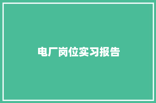 电厂岗位实习报告