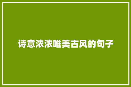 诗意浓浓唯美古风的句子