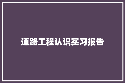 道路工程认识实习报告