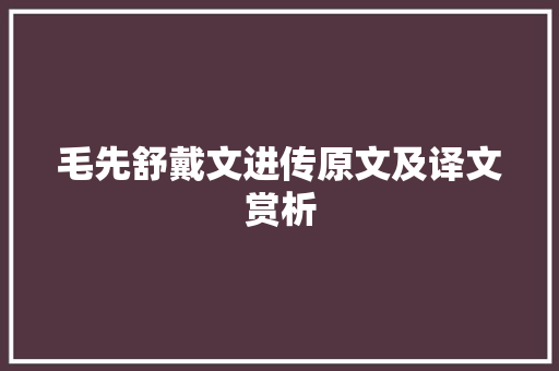 毛先舒戴文进传原文及译文赏析