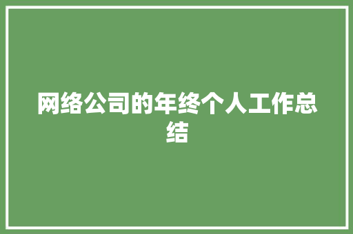 网络公司的年终个人工作总结