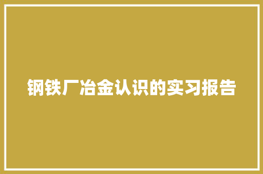 钢铁厂冶金认识的实习报告