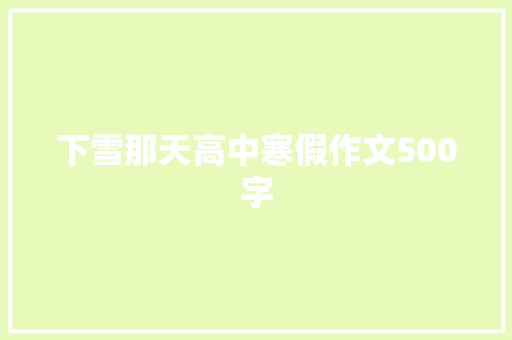 下雪那天高中寒假作文500字