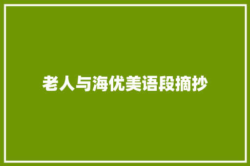 老人与海优美语段摘抄