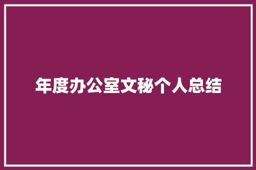 年度办公室文秘个人总结