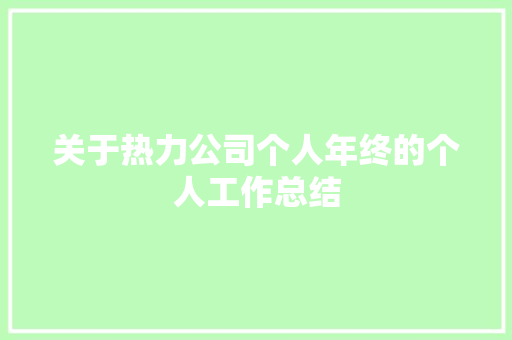 关于热力公司个人年终的个人工作总结