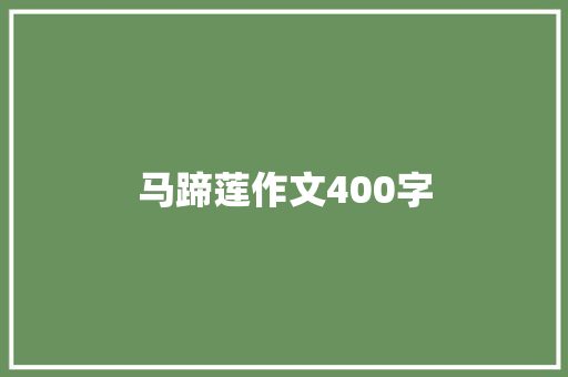 马蹄莲作文400字