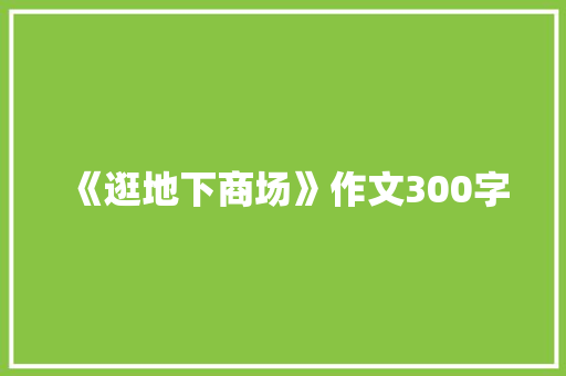 《逛地下商场》作文300字 会议纪要范文