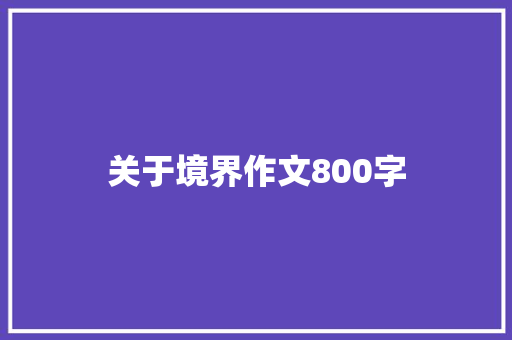 关于境界作文800字