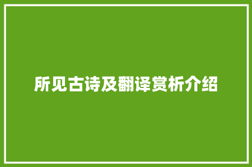 所见古诗及翻译赏析介绍