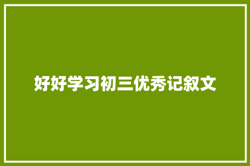 好好学习初三优秀记叙文