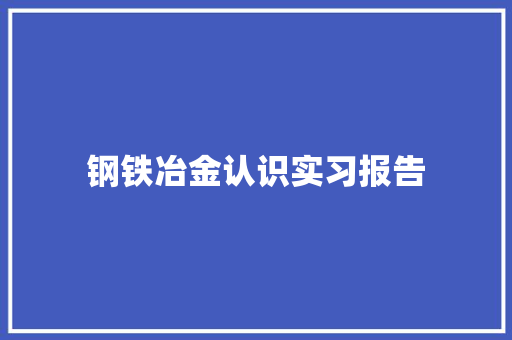 钢铁冶金认识实习报告