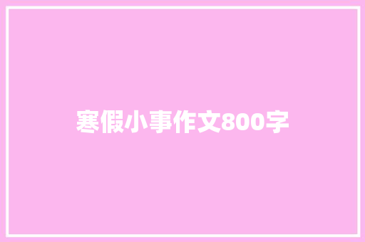 寒假小事作文800字