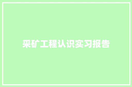 采矿工程认识实习报告