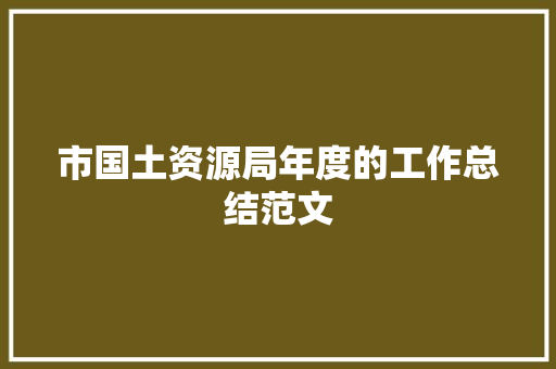 市国土资源局年度的工作总结范文