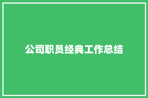 公司职员经典工作总结