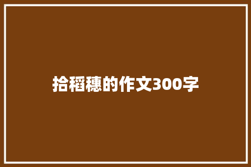 拾稻穗的作文300字