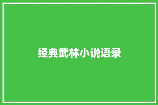 经典武林小说语录 论文范文