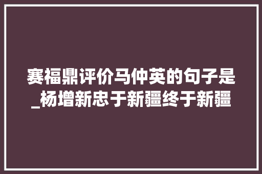 赛福鼎评价马仲英的句子是_杨增新忠于新疆终于新疆合成版上 综述范文