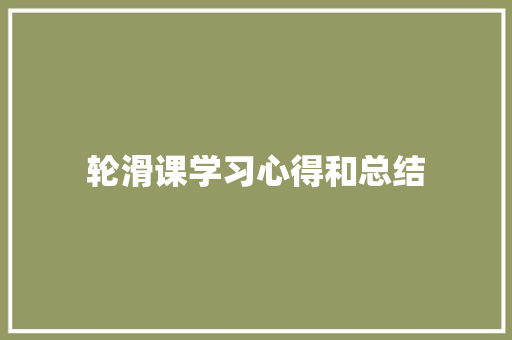 轮滑课学习心得和总结