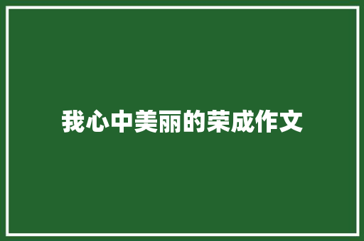 我心中美丽的荣成作文 会议纪要范文