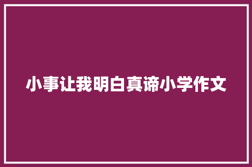 小事让我明白真谛小学作文