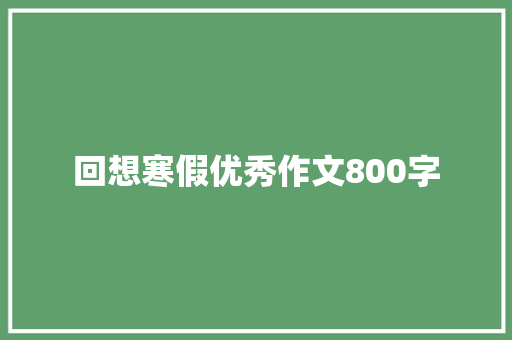 回想寒假优秀作文800字 简历范文