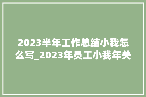 2023半年工作总结小我怎么写_2023年员工小我年关总结怎么写才能更精彩附范文两篇 求职信范文