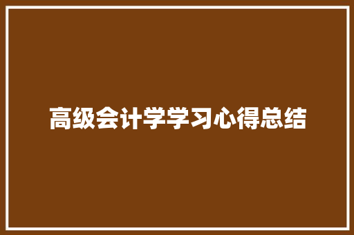 高级会计学学习心得总结