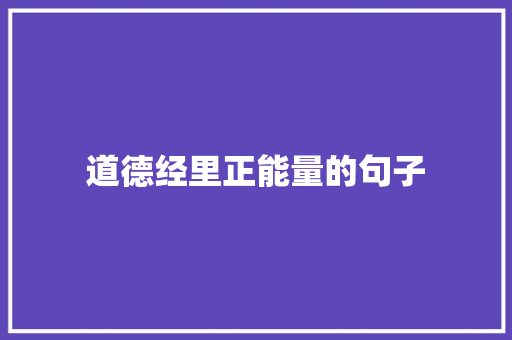 道德经里正能量的句子