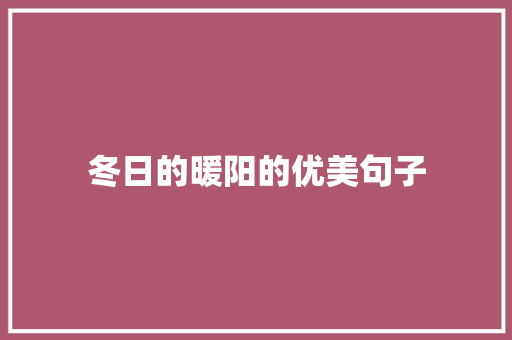 冬日的暖阳的优美句子