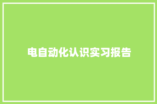 电自动化认识实习报告 简历范文