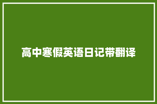 高中寒假英语日记带翻译