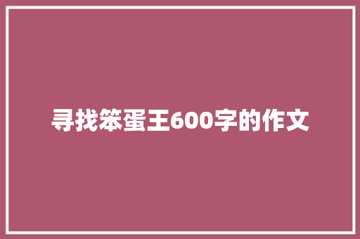 寻找笨蛋王600字的作文 工作总结范文