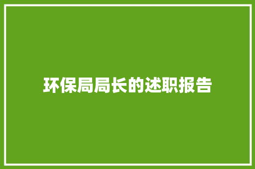 环保局局长的述职报告