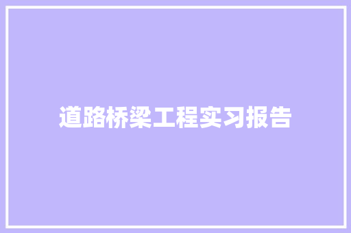 道路桥梁工程实习报告