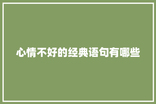 心情不好的经典语句有哪些 申请书范文